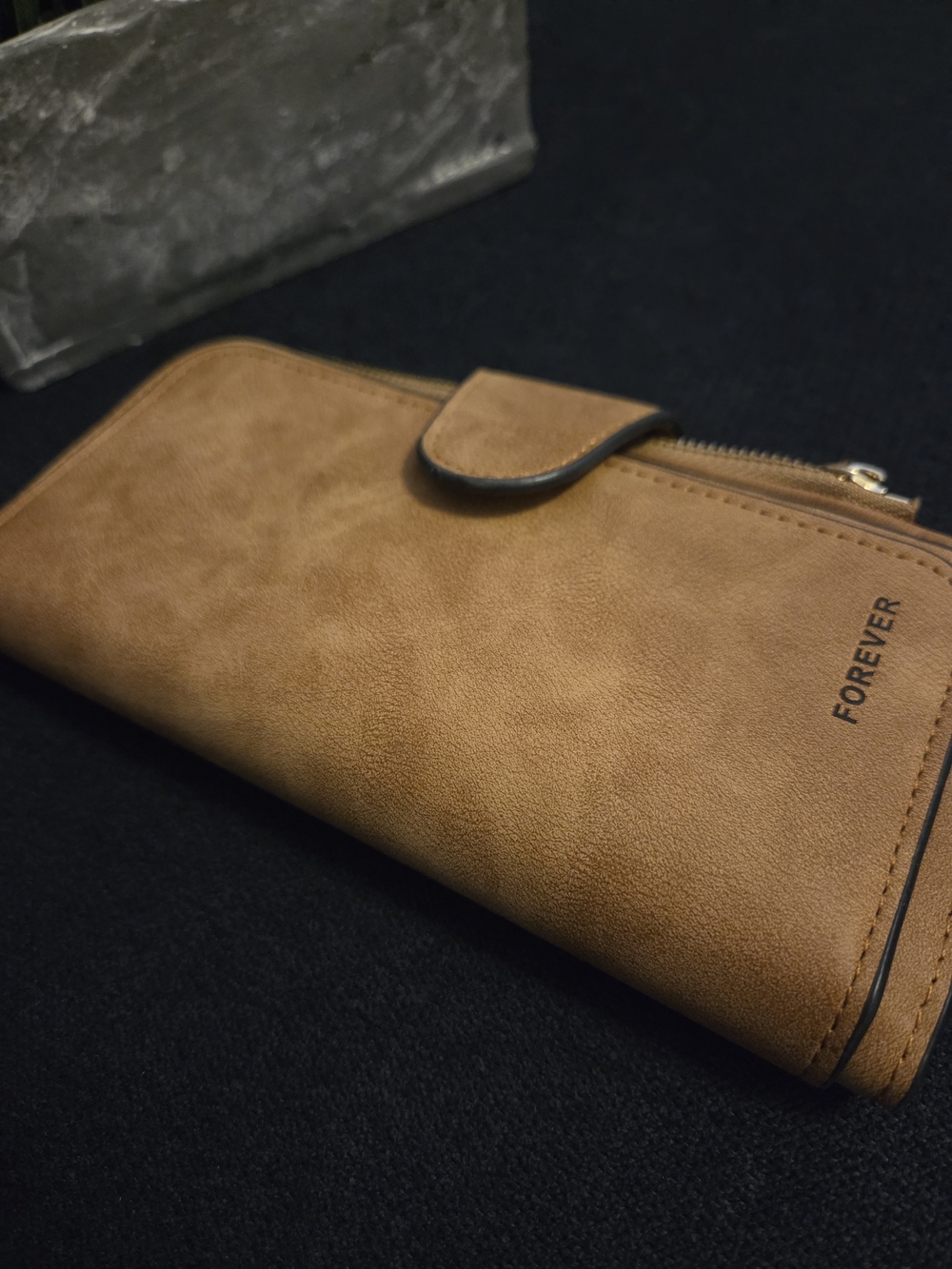 Forever Women's Tan Faux Leather Suede Like) Zip Wallet - Picture 7 of 7